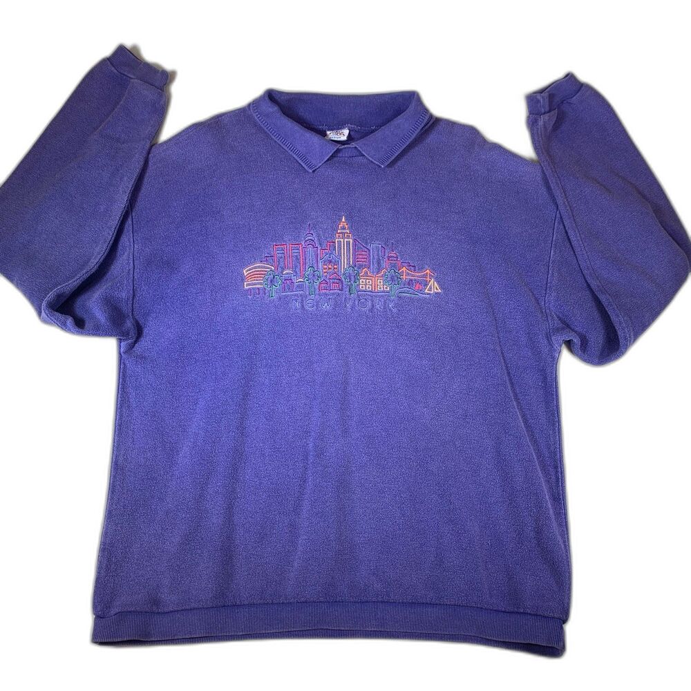 Crazy shirt Hawaii New York vintage sweater shirt embroidered medium